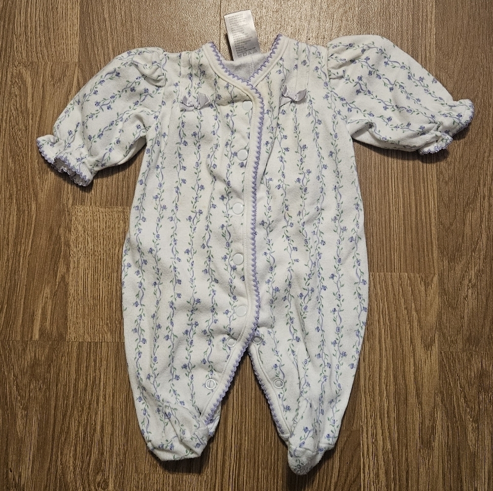 Vintage Floral White and Purple Kids One Piece